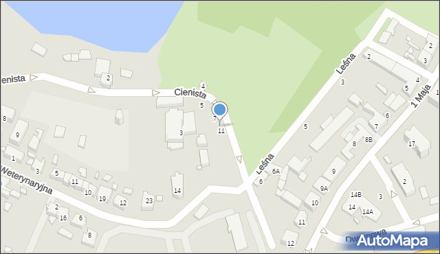 Myślibórz, Cienista, 9, mapa Myślibórz