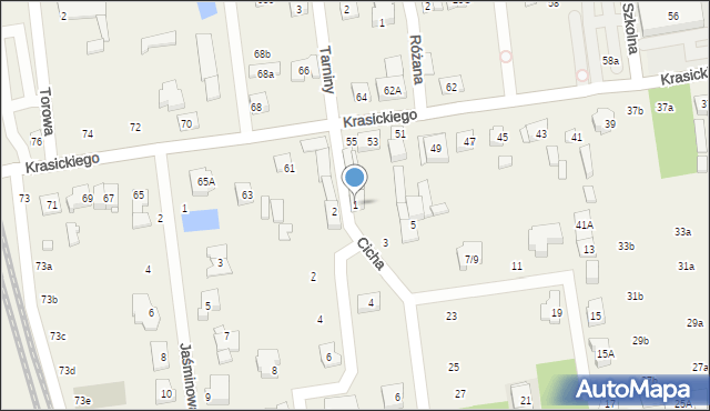 Nowa Iwiczna, Cicha, 1, mapa Nowa Iwiczna