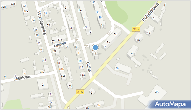 Nowa Sól, Cicha, 5b, mapa Nowa Sól