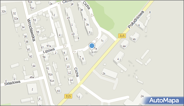 Nowa Sól, Cicha, 7, mapa Nowa Sól