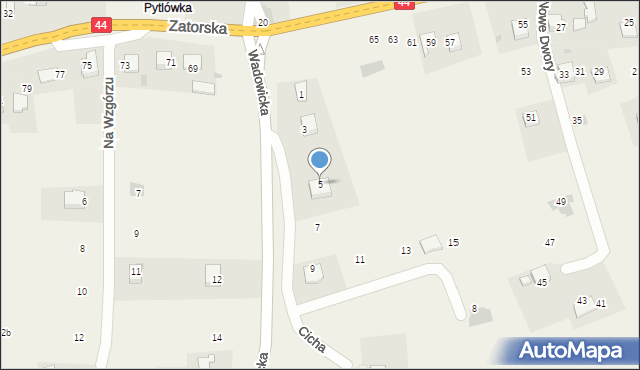 Nowe Dwory, Cicha, 5, mapa Nowe Dwory