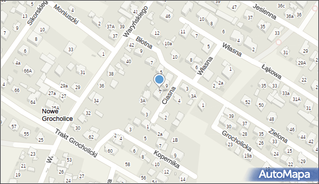Nowe Grocholice, Ciasna, 7, mapa Nowe Grocholice