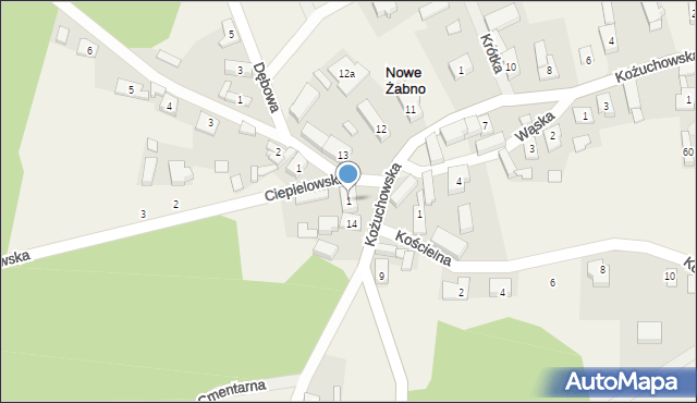 Nowe Żabno, Ciepielowska, 1, mapa Nowe Żabno