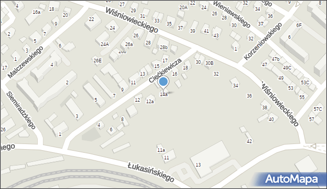 Nowy Sącz, Ciećkiewicza Edmunda, 14a, mapa Nowego Sącza