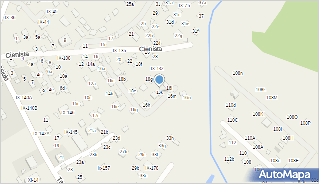 Okuninka, Cienista, 16k, mapa Okuninka