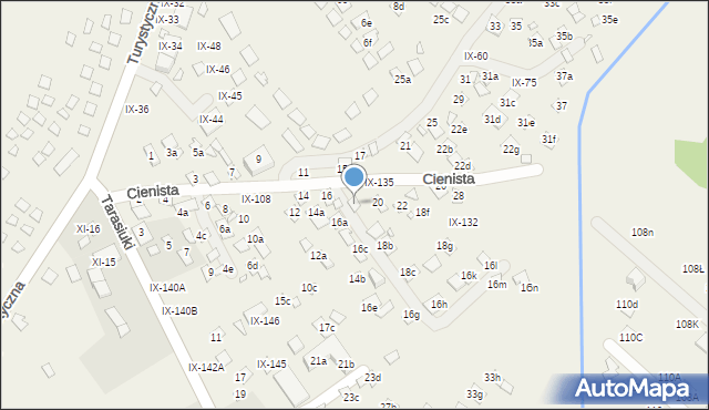 Okuninka, Cienista, 18, mapa Okuninka