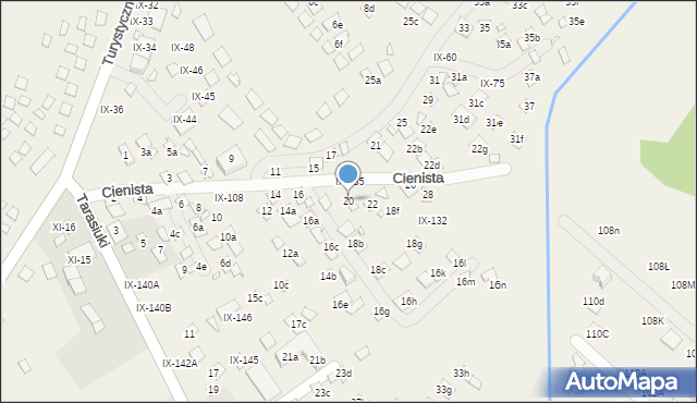 Okuninka, Cienista, 20, mapa Okuninka