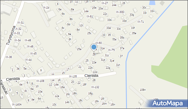 Okuninka, Cienista, 29, mapa Okuninka