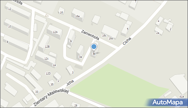 Olsztyn, Cicha, 3b, mapa Olsztyna