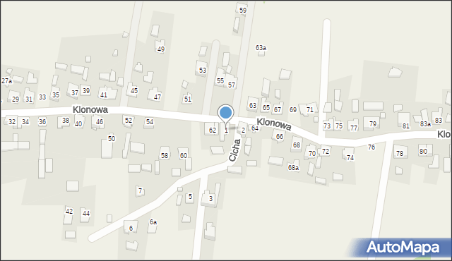 Olszyna, Cicha, 1, mapa Olszyna