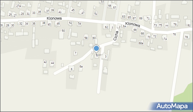 Olszyna, Cicha, 5, mapa Olszyna