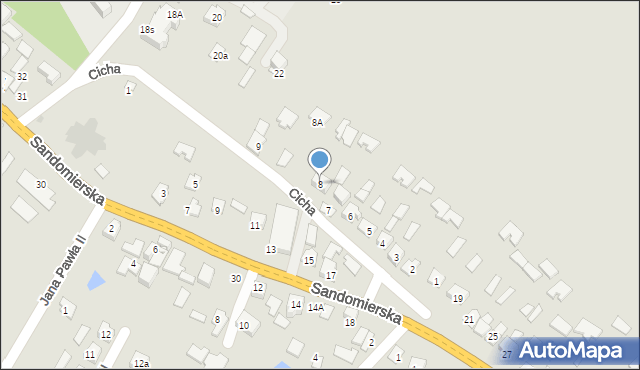 Osiek, Cicha, 8, mapa Osiek