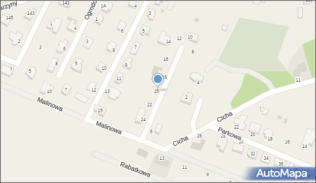 Osiek, Cicha, 20, mapa Osiek