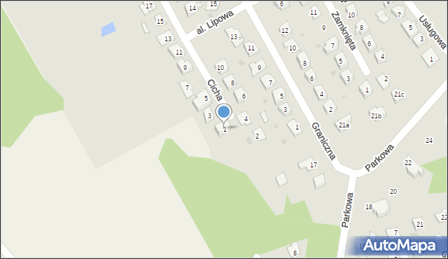 Ostróda, Cicha, 1, mapa Ostróda