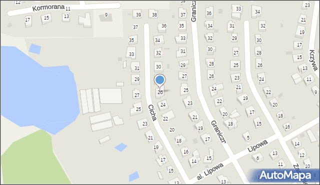 Ostróda, Cicha, 26, mapa Ostróda