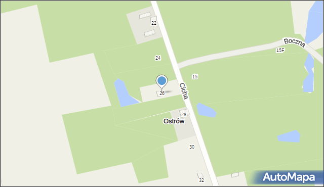 Ostrów, Cicha, 26, mapa Ostrów