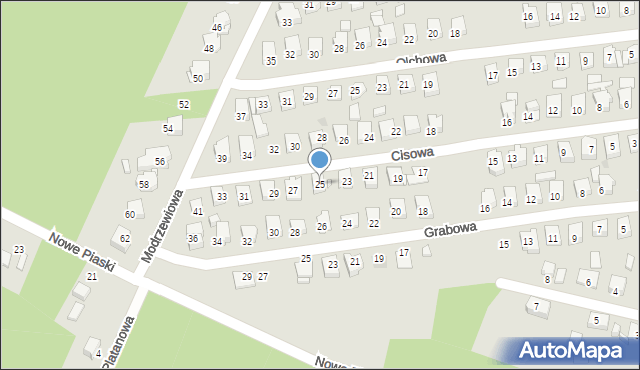 Ostrowiec Świętokrzyski, Cisowa, 25, mapa Ostrowiec Świętokrzyski