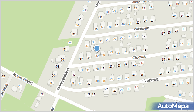 Ostrowiec Świętokrzyski, Cisowa, 32, mapa Ostrowiec Świętokrzyski