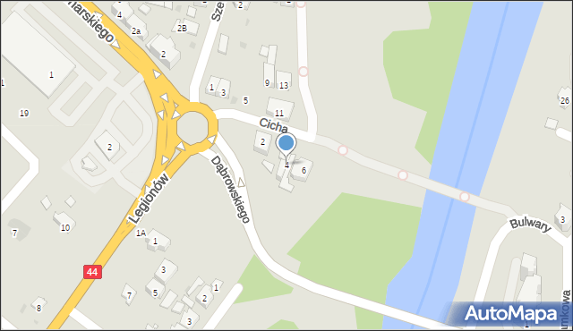 Oświęcim, Cicha, 4, mapa Oświęcimia