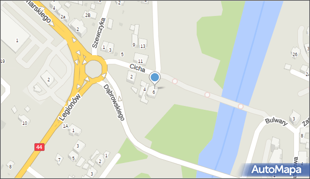 Oświęcim, Cicha, 6A, mapa Oświęcimia