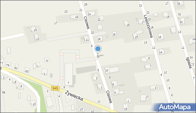 Pewel Mała, Cisowa, 14, mapa Pewel Mała