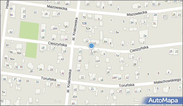 Piastów, Cieszyńska, 11, mapa Piastów