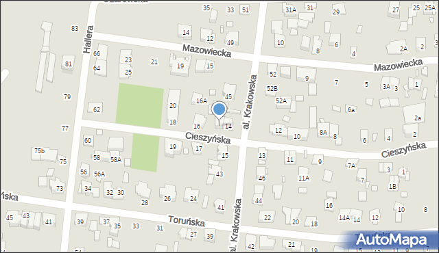 Piastów, Cieszyńska, 14A, mapa Piastów