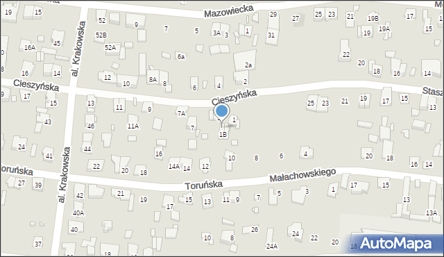 Piastów, Cieszyńska, 3A, mapa Piastów