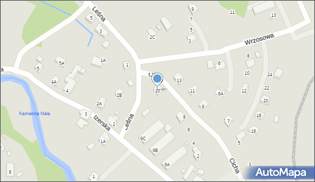 Piechowice, Cicha, 10, mapa Piechowice