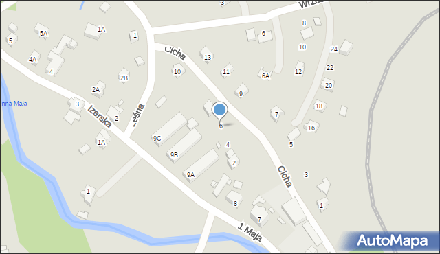 Piechowice, Cicha, 6, mapa Piechowice