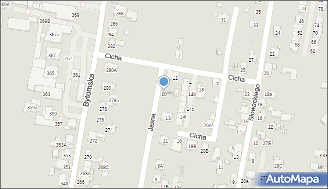 Piekary Śląskie, Cicha, 10, mapa Piekary Śląskie