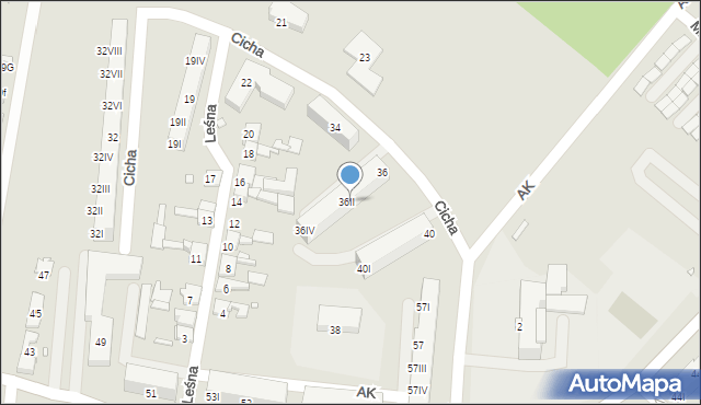 Piekary Śląskie, Cicha, 36II, mapa Piekary Śląskie