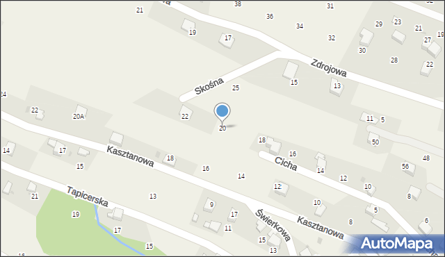 Pietrzykowice, Cicha, 20, mapa Pietrzykowice