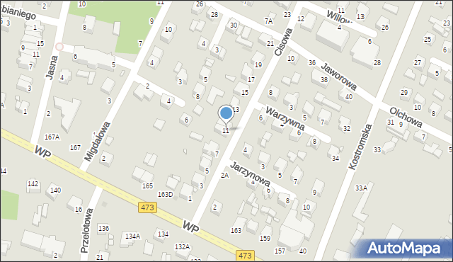 Piotrków Trybunalski, Cisowa, 11, mapa Piotrków Trybunalski