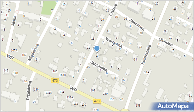 Piotrków Trybunalski, Cisowa, 4, mapa Piotrków Trybunalski