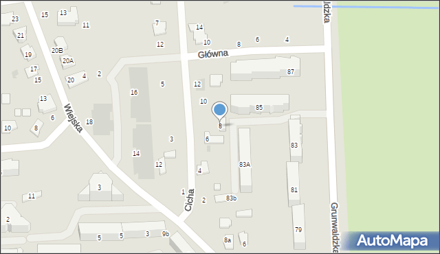 Płońsk, Cicha, 8, mapa Płońsk
