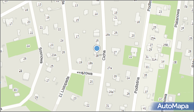 Podkowa Leśna, Cicha, 18, mapa Podkowa Leśna