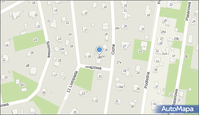 Podkowa Leśna, Cicha, 18b, mapa Podkowa Leśna