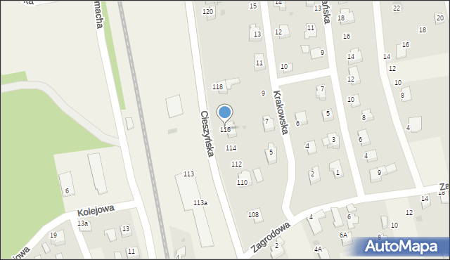 Pogwizdów, Cieszyńska, 116, mapa Pogwizdów