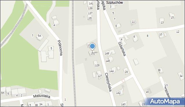 Pogwizdów, Cieszyńska, 131, mapa Pogwizdów
