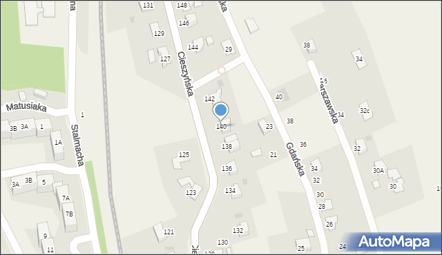 Pogwizdów, Cieszyńska, 140, mapa Pogwizdów