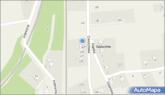 Pogwizdów, Cieszyńska, 141, mapa Pogwizdów