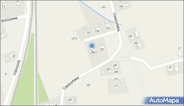 Pogwizdów, Cieszyńska, 153, mapa Pogwizdów