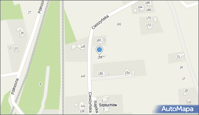 Pogwizdów, Cieszyńska, 158, mapa Pogwizdów