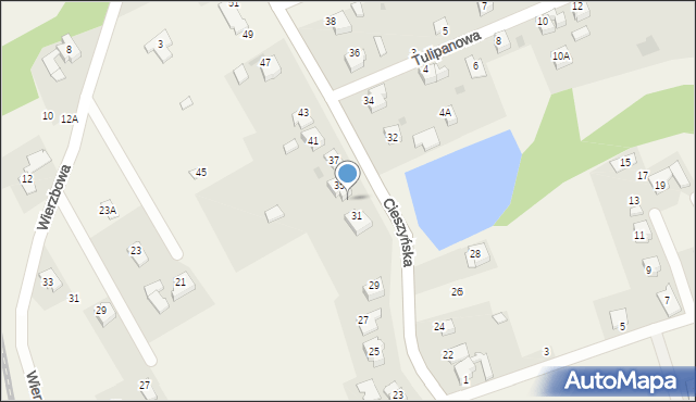 Pogwizdów, Cieszyńska, 33, mapa Pogwizdów