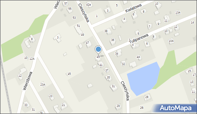 Pogwizdów, Cieszyńska, 43, mapa Pogwizdów