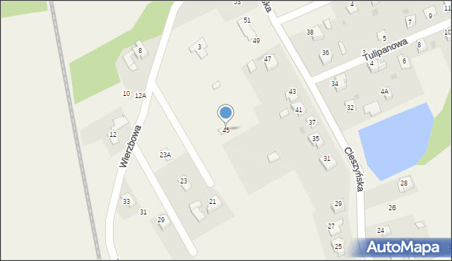 Pogwizdów, Cieszyńska, 45, mapa Pogwizdów