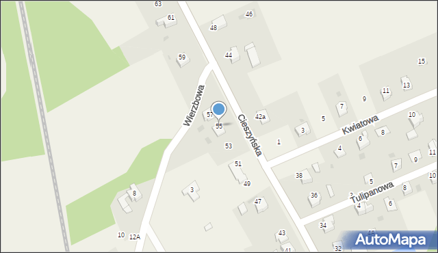 Pogwizdów, Cieszyńska, 55, mapa Pogwizdów
