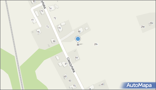 Pogwizdów, Cieszyńska, 66, mapa Pogwizdów