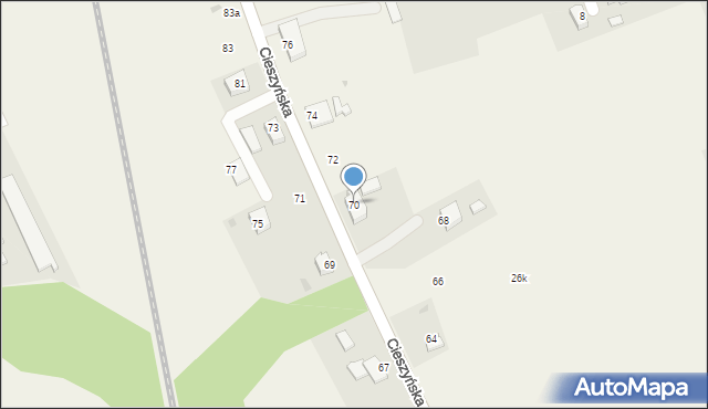 Pogwizdów, Cieszyńska, 70, mapa Pogwizdów